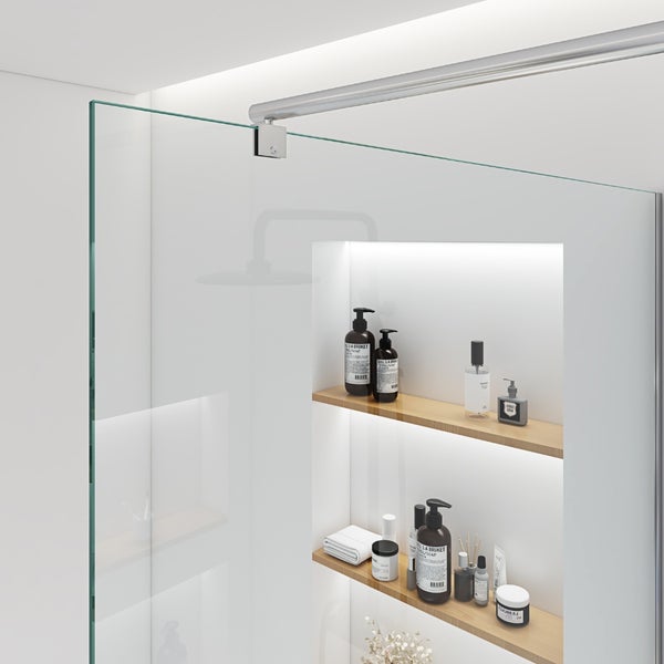 Home Deluxe - Duschabtrennung - BAKI - Breite: 120 cm, Klarglas, Aluminiumrahmen - 10 mm ESG - Sicherheitsglas I Walk in Dusche, Duschwand, Duschtür