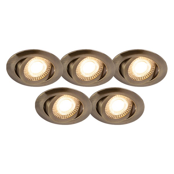 5er Set moderne Einbaustrahler Bronze inkl. LED 3-stufig dimmbar - Mio