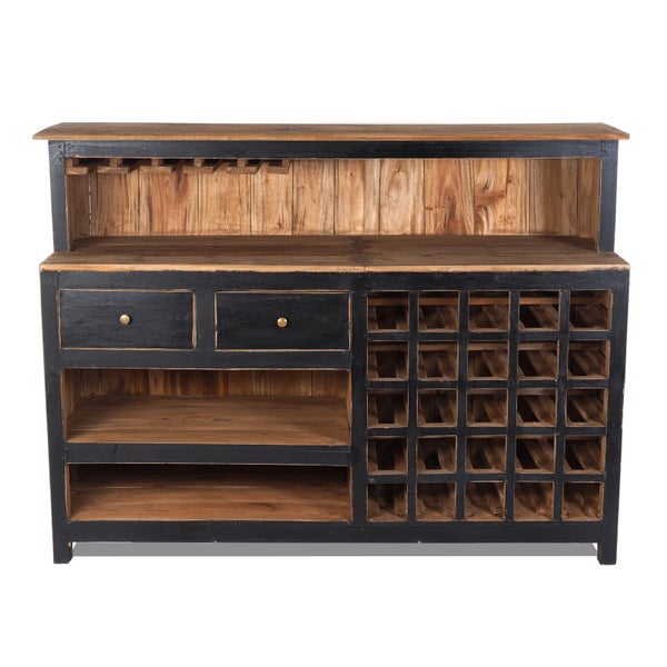 Barschrank  PUREWOOD Recyclingholz massiv, Vintage-Look 09 voodoo - schwarz