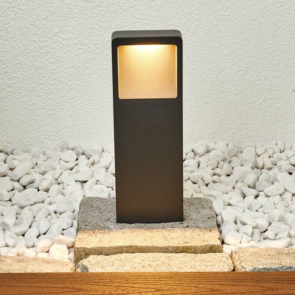 Lucande LED Wegeleuchte Sockelleuchte grafitgrau 35 cm, Sockellampe IP54 Gartenlampe Aussenleuchte Garten Außenstehleuchte Außenlampe Wegelampe