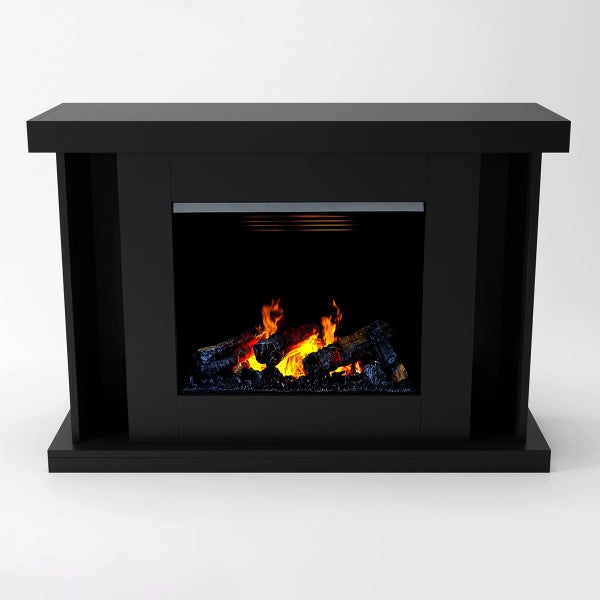 GLOW FIRE Elektrokamin 'Ares Opti Myst' | Wasserdampf Kamin mit Heizung inkl. Holz in weiß als Standkamin| HxBxT: 106x131x38 cm