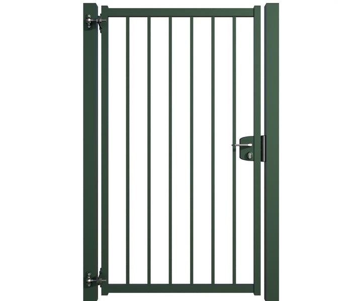 Gartentor aus Metall mit senkrechten Stäben