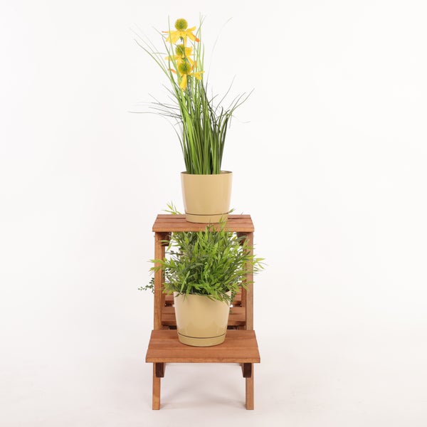 Blumenständer FLORACK HxBxT 45x74x25cm 3 Ablagen Kieferholz Braun