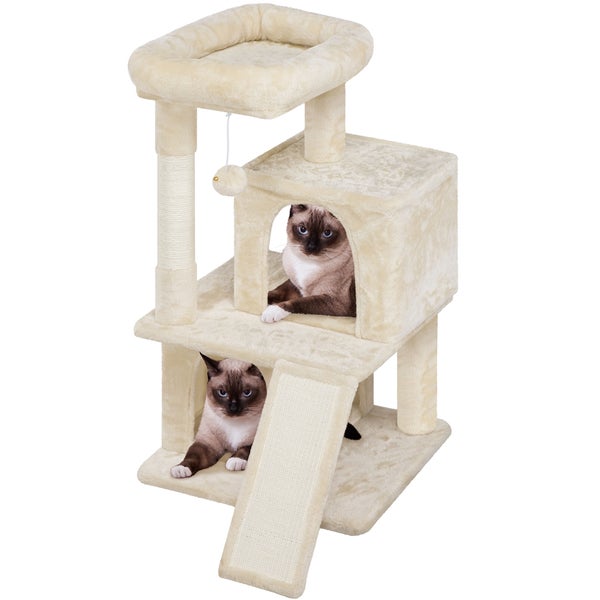 Katzenkratzbaum mit zwei Katzen