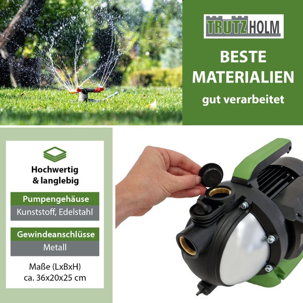 Trutz-Holm Hauswasserwerk mit Rasensprenger im Einsatz