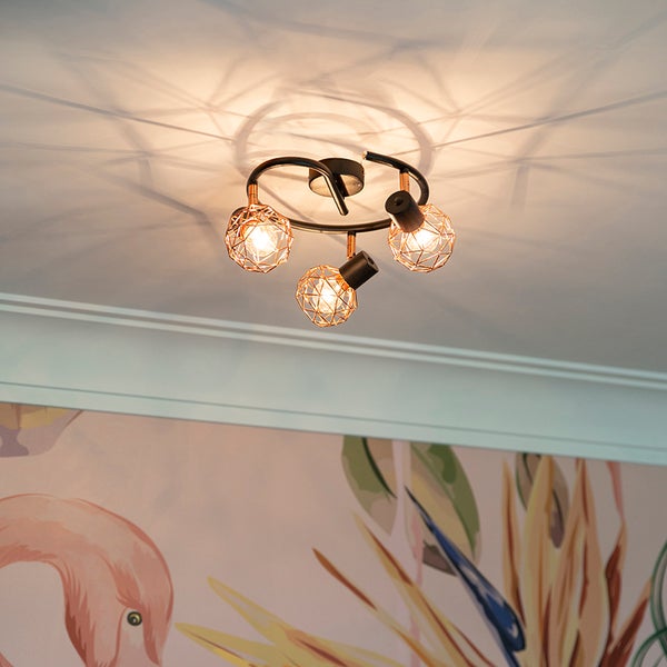 Deckenleuchte mit drei Leuchten im Gitterdesign