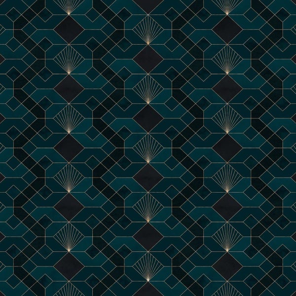 Tapete mit geometrischem Muster und Fächerdesign