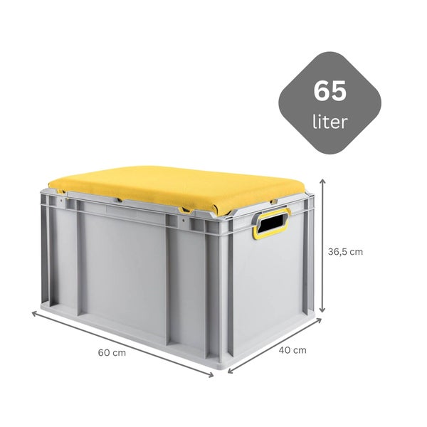 PROREGAL SparSet 2 x Eurobox NextGen Seat Box Gelb HxBxT 36,5 x 40 x 60 cm 65 Liter Griffe Offen Eurobehälter Sitzbox Transportbox