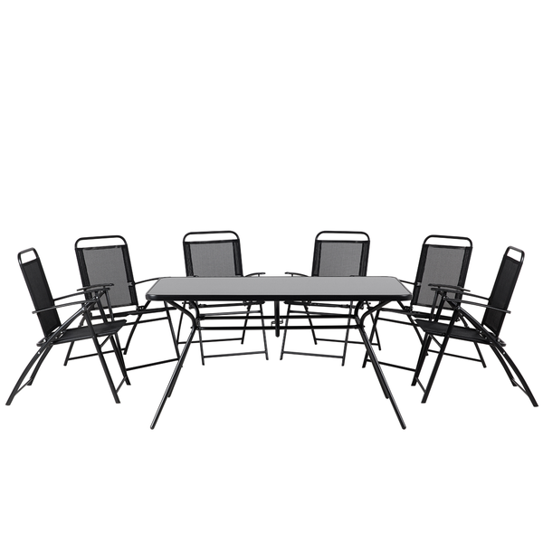 Gartenmöbel Set 6-Sitzer LIVO Metall Schwarz