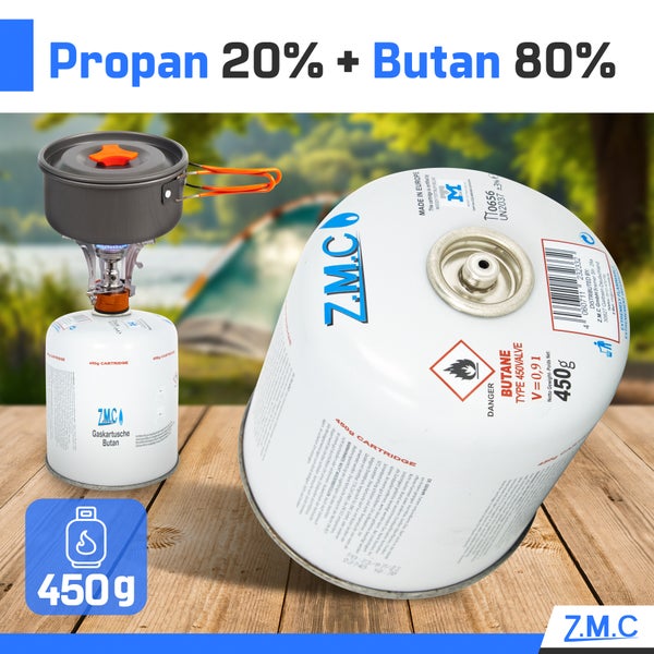 Z.M.C 12X Gaskartuschen 450g, Propan/Butan Gas 810ml, Gaskartusche EN417, Eurogewinde Schraubgewinde Anschluss, Schraubkartusche für Unkrautbrenner, Universal Druckgasdose mit Schraubventil