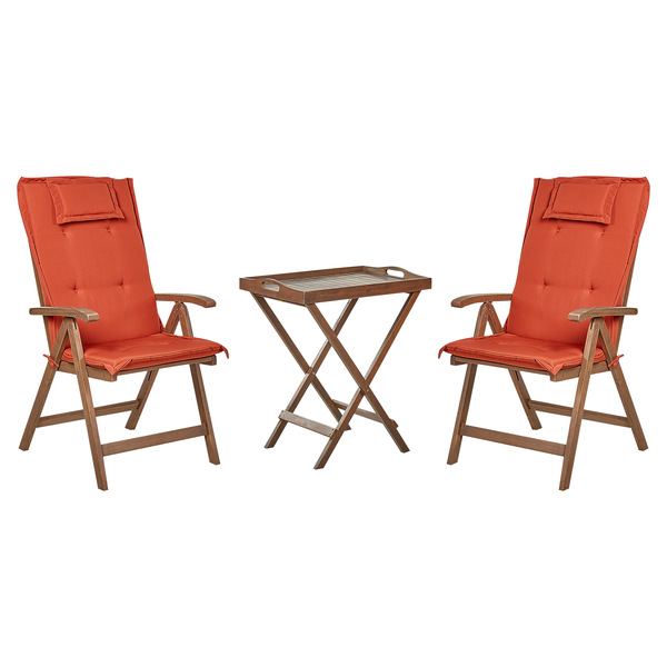 Bistro Set inkl. Kissen klappbar AMANTEA Akazienholz Rot