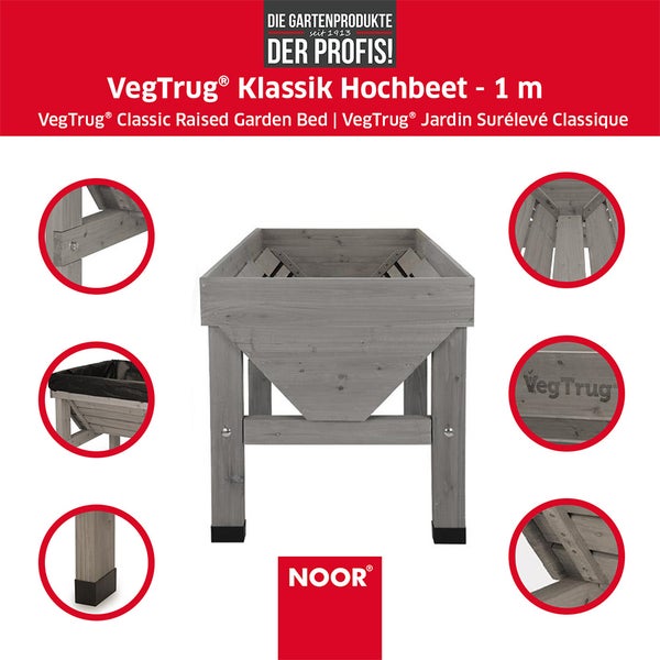 VegTrug® Klassik - Grey Wash - 1,0 m (103x76x80 cm)