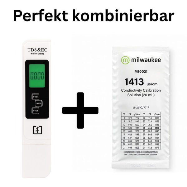 TD8 und EC Messgerät mit Milwaukee Kalibrierlösung