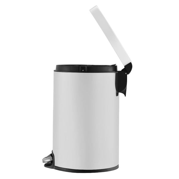 PROREGAL Treteimer Mit Stilvollem Pedal & Leise Schließendem Deckel & Kunststoffinneneimer 8 Liter HxBxT 35,5 x 22,6 x 30 cm Weiß