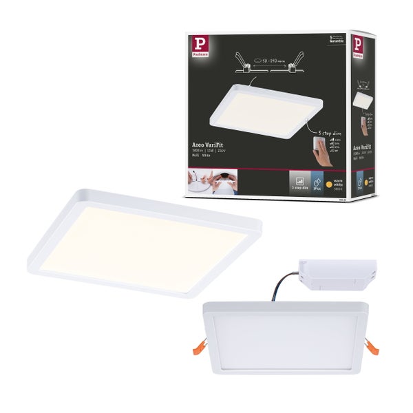 VariFit LED Einbaupanel 3-Step-Dim Areo IP44 eckig 175x175 mm 13W 1200lm 3000K Weiß dimmbar