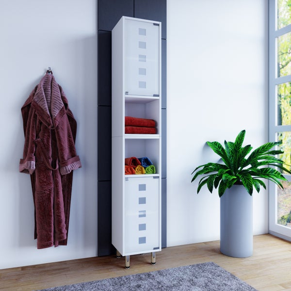 Holz Badmöbel Hochschrank Schrank Darola Glastür
