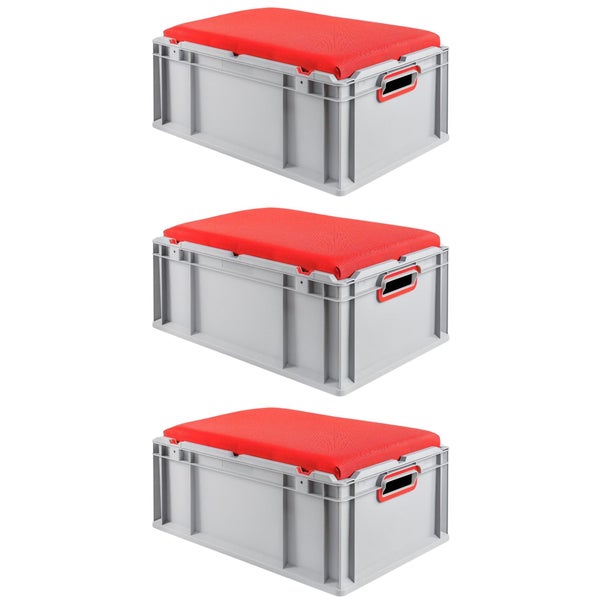 PROREGAL Eurobox NextGen Seat Box Rot HxBxT 26,5 x 40 x 60 cm 44 Liter Griffe Offen Eurobehälter Sitzbox Transportbox Transportbehälter Stapelbehälter