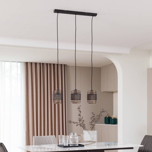 Lindby Deckenlampe Eudoria (Modern) in Schwarz aus Metall (3 flammig, E27) - Deckenleuchte Lampe Wohnzimmerleuchte