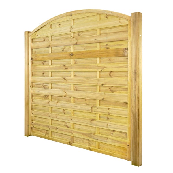 Gartenzaun aus Holz mit bogenförmigem Abschluss