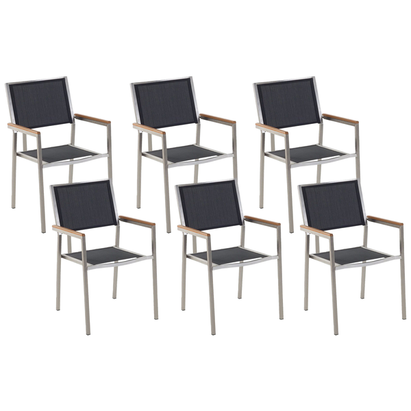 Gartenstuhl 6er Set GROSSETO Edelstahl Schwarz