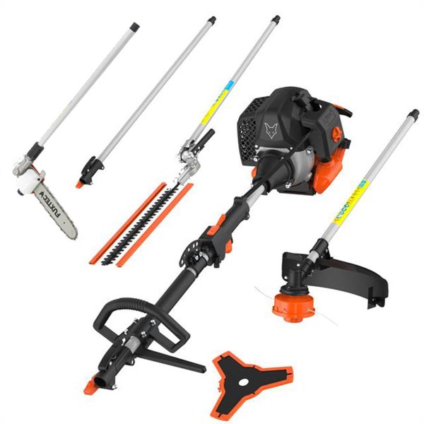 FUXTEC 5in1 Benzin Multigartengerär FX-MT252ER - 52ccm | 40cm | | inkl. Tragegurt | Freischneider 9-Zahn | 3PS | Hochentaster | 2-Takt | Heckenschere
