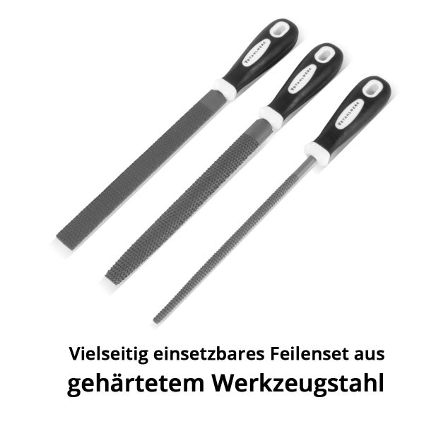 Feilenset aus gehärtetem Werkzeugstahl mit Stahlwerk Logo