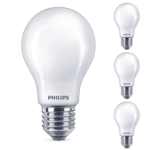 Philips LED Lampe ersetzt 60 W, E27 Standardform A60, weiß, warmweiß, 810 Lumen, dimmbar, 4er Pack