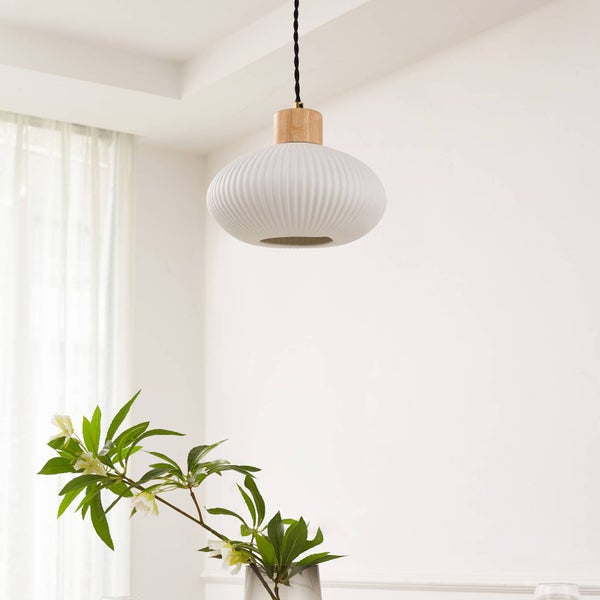 Lindby Pendelleuchte Paulie (Modern) in Weiß aus Keramik (1 flammig, E27) - Deckenlampe Esstischlampe Hängelampe Hängeleuchte Wohnzimmerleuchte