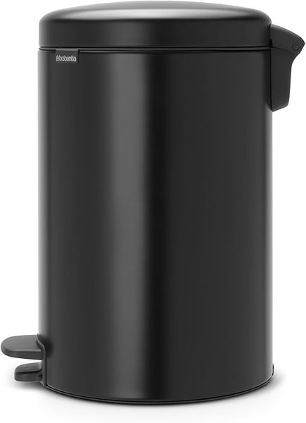 Brabantia Klassischer Tretmülleimer Mit Soft Verschluss 20 Liter HxBxT 46,7 x 29 x 38 cm Metall Metallik Schwarz
