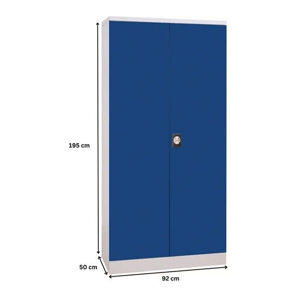 PROREGAL Stahlschrank Bee 5 Fachböden HxBxT 195 x 92 x 50 cm Pulverbeschichtetes & Verstärktes Fachbodenmaterial Weiß & Blau