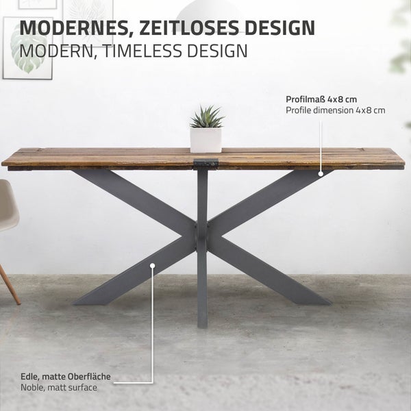 ML-Design Tischgestell Spider 78x71x120 cm, Anthrazit, Kreuzgestell Kreuz X-Design Tischfüße Möbelfüße, Schwerlast Tischkufen Stahl, Metall Tischbeine, DIY Esstisch, Industriedesign, einfache Montage
