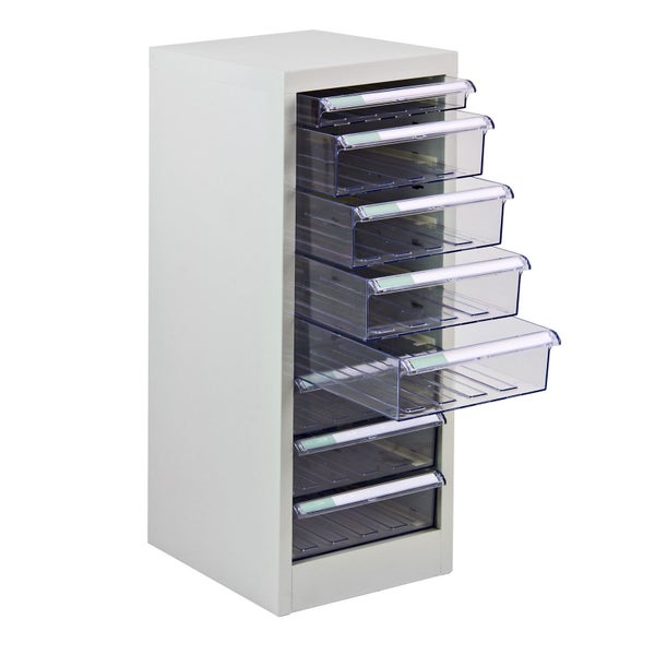 PROREGAL Schubladencontainer Kobra mit 8 Schubladen HxBxT 74 x 28 x 34 cm Lichtgrau