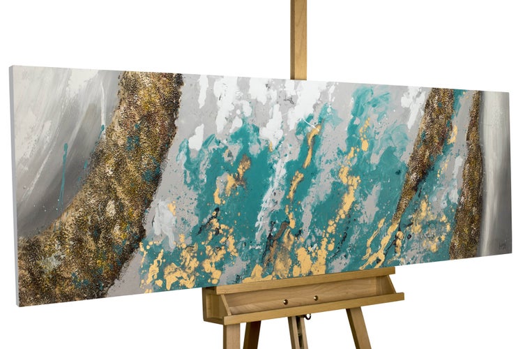 Handgemaltes Gemälde Acrylfarbe 150x50cm Weiß