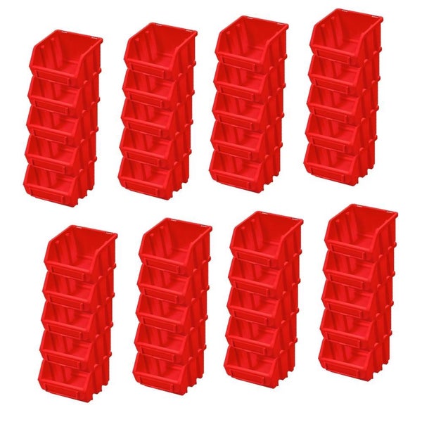 PROREGAL SuperSparSet 40x Sichtlagerbox 1 HxBxT 7,5 x 11,6 x 11,2 cm Polypropylen Rot