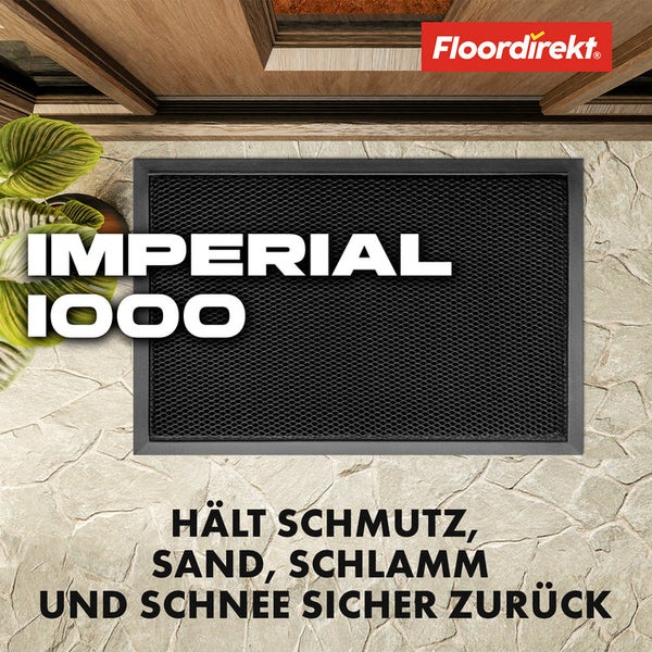 FLOORDIREKT Fußmatte Imperial 1000 - Innovatives 3D-Netz zur effektiven Filterung - Schwarz - 90 x 150 cm