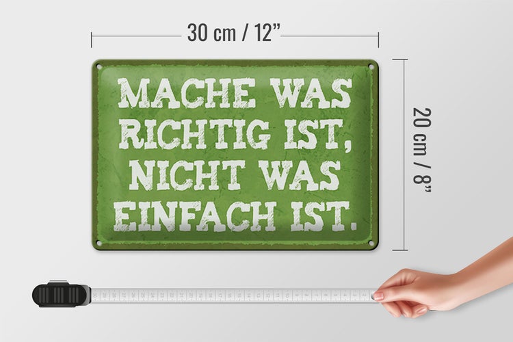 Blechschild Spruch 30x20cm mache was richtig nicht einfach