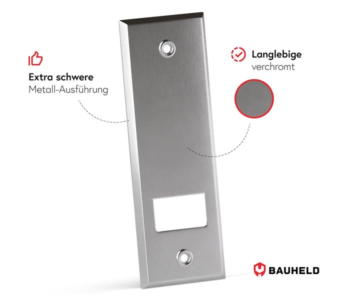 Bauheld Türschild aus Metall mit Chrombeschichtung