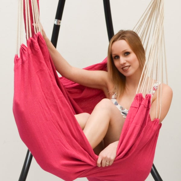 AMANKA 210cm Hängestuhlgestell inkl. XXL Hängestuhl 185x130cm Hängesessel Pink