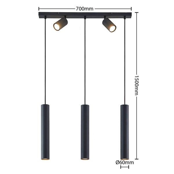 Lindby Pendelleuchte Sanad (Modern) in Schwarz aus Metall (5 flammig, GU10) - Deckenlampe Esstischlampe Hängelampe Hängeleuchte Wohnzimmerleuchte