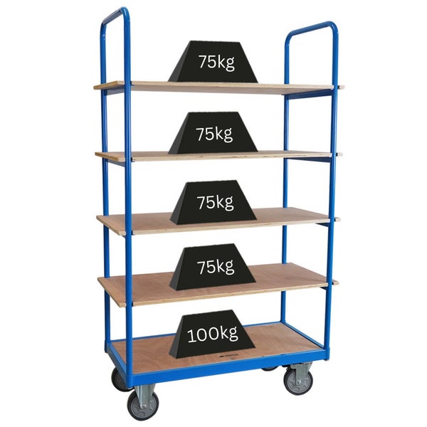 Etagenwagen mit fünf Regalböden und Gewichten