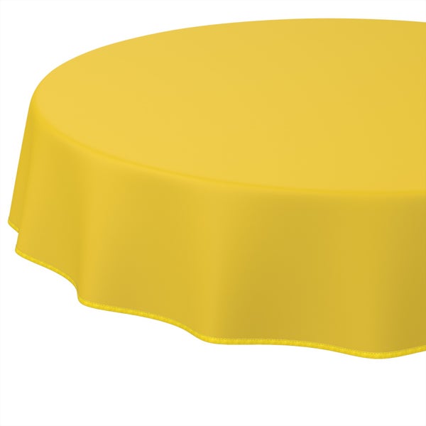 Gelbe, runde Tischdecke