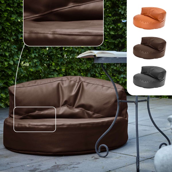 Green Bean Sitzsack Sofa aus Kunstleder mit EPS Perlen Füllung - Lounge im Sitzsack-Design 90 x 50 cm mit ergonomischer Rückenlehne - Dunkelbraun