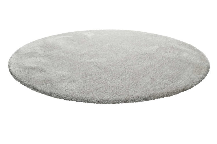 Teppich Rund Hellgrau Creme meliert Hochflor Pisa Homie Living 120 cm rund