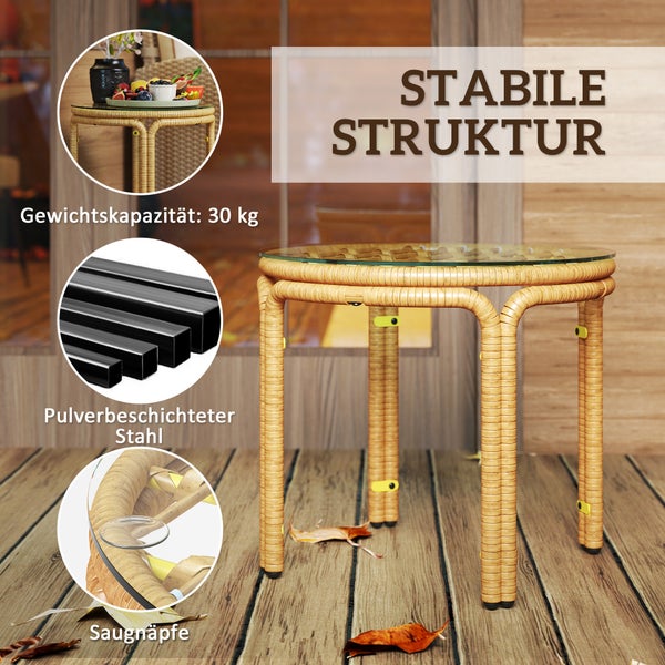 Gartentisch mit Glasplatte und stabiler Konstruktion aus pulverbeschichtetem Stahl, Traglast 30 kg