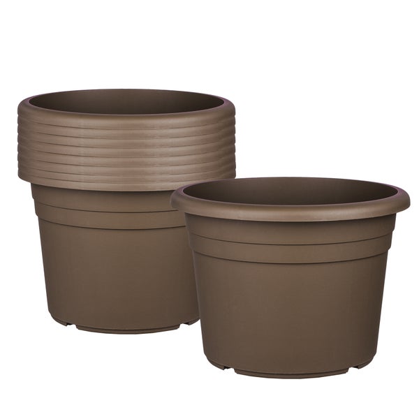 9x Blumentopf Ø 50 cm Farbe Taupe Kunststoff Pflanztopf Containertopf Übertopf Pflanzkübel rund 50 x 35 cm