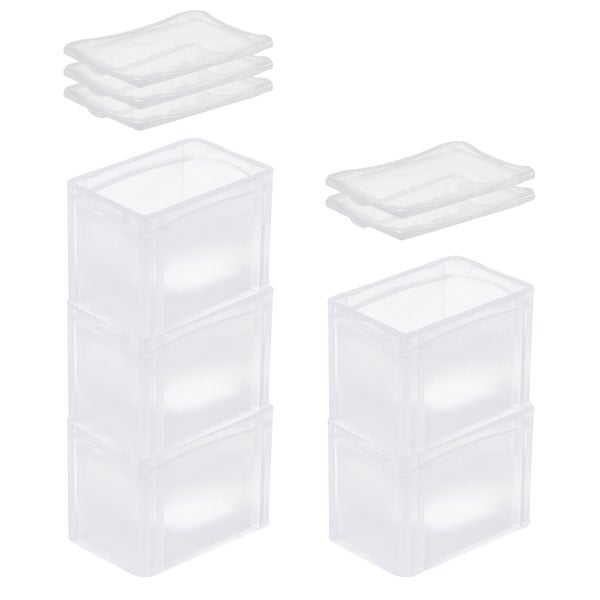 PROREGAL SuperSparSet 5 x Transparenter Eurobehälter BasicLine Mit Geschlossenem Griff und Klickdeckel HxBxT 22 x 20 x 30 cm 9,4 Liter Eurobox