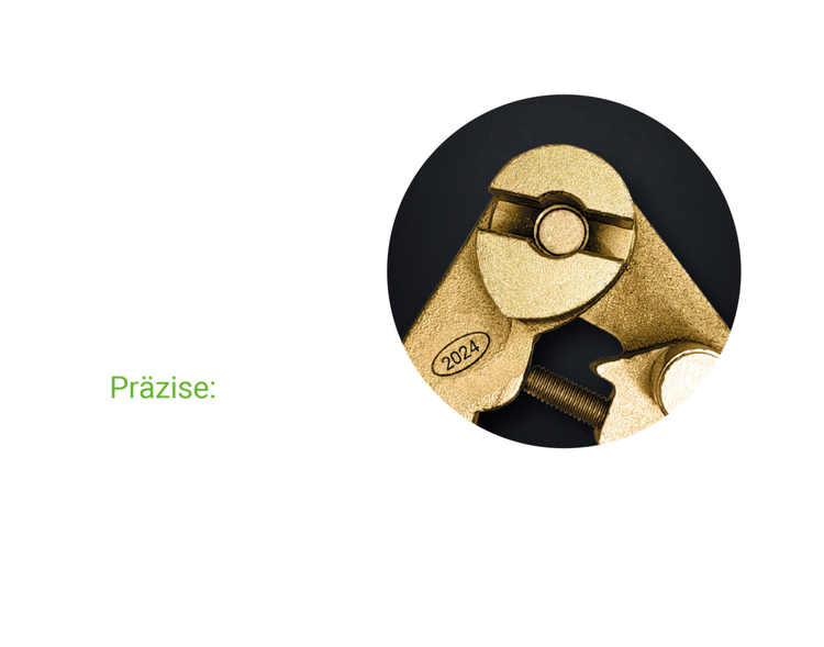 Magnetische Arretierung im Kopf für präzises rechtwinkliges Abbiegen.