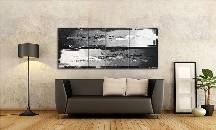 Das moderne Bild -Black vs. White- 170x70x2 cm handgemaltes Unikat