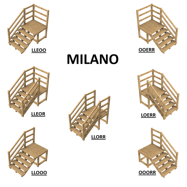 Milano Treppenvarianten aus Holz für den Außenbereich