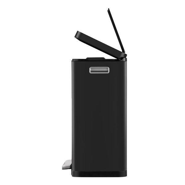 PROREGAL Stilvoller Rechteckiger Treteimer Mit Extra Breitem Pedal & Gedämpften Stay Open Deckel HxBxT 65,2 x 43,3 x 33,4 cm 20 & 20 Liter Schwarz